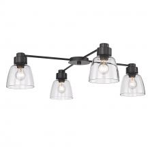 Golden 0314-4FM BLK-CLR - Remy 4 Light Flush Mount in Matte Black with Clear Glass Shade