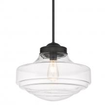 Golden 0508-L BLK-CLR - Ingalls Large Pendant in Matte Black with Clear Glass Shade