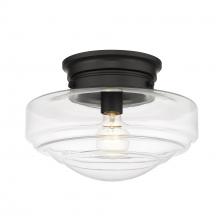 Golden 0508-SF BLK-CLR - Ingalls Semi-Flush in Matte Black with Clear Glass Shade