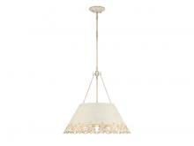 Golden 0883-5P AI - Piper 5 Light Pendant - Outdoor in Natural Black with Maple All-Weather Wicker Shade