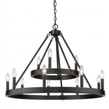 Golden 1017-39 BLK - 2 Tier - 12 Light Chandelier