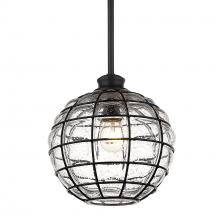 Golden 1096-S BLK-SD - Powell Small Pendant in Matte Black with Seeded Glass