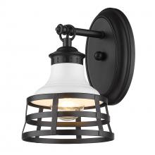 Golden 1109-1W BLK-WHT - Locklyn 1 Light Wall Sconce Vanity in Matte Black with Matte White Shades
