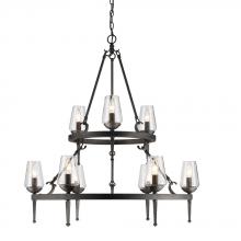 Golden 1208-9 DNI - Marcellis 2 Tier - 9 Light Chandelier in Dark Natural Iron with Clear Glass