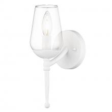 Golden 1210-1W TWP - Regent 1 Light Wall Sconce in Textured White Plaster with Clear Glass Shade