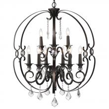 Golden 1323-9 EBB - 2 Tier - 9 Light Chandelier