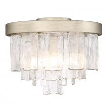 Golden 1768-FM WG-HWG - Ciara WG 3 Light Flush Mount in White Gold with Hammered Water Glass Shade
