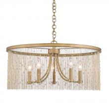 Golden 1771-5 PG-CRY - Marilyn CRY 5 Light Chandelier in Peruvian Gold with Crystal Strands