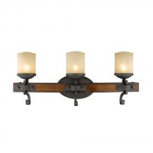 Golden 1821-BA3 BI - Madera 3-Light Bath Vanity in Black Iron with Toscano Glass