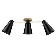 Golden 2122-3SF MBS-BLK - Reeva 3 Light Semi-Flush in Modern Brass with Matte Black Shade