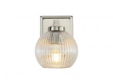 Golden 3094-BA1 PW-RIB - Elliott 1-Light Vanity Light in Pewter with Ribbed Clear Shade