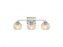 Golden 3094-BA3 PW-RIB - Elliott 3-Light Vanity Light in Pewter with Ribbed Clear Shade