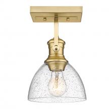 Golden 3118-1SF BCB-SD - Hines BCB Semi-Flush in Brushed Champagne Bronze with Seeded Glass Shade