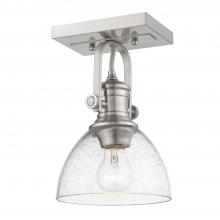 Golden 3118-1SF PW-SD - Hines 1-Light Semi-Flush in Pewter with Seeded Glass