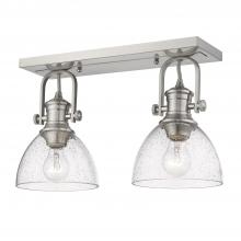 Golden 3118-2SF PW-SD - Hines 2-Light Semi-Flush in Pewter with Seeded Glass