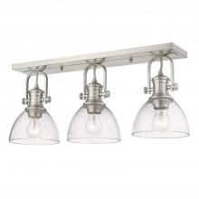 Golden 3118-3SF PW-SD - Hines 3-Light Semi-Flush in Pewter with Seeded Glass