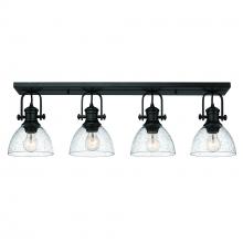 Golden 3118-4SF BLK-SD - Hines 4 Light Semi-Flush in Matte Black with Seeded Glass Shade