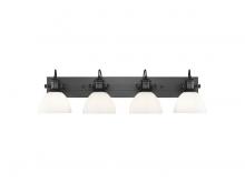 Golden 3118-BA4 BLK-OP - Hines 4-Light Vanity Light in Matte Black with Opal Glass