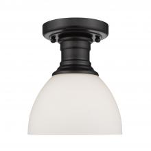 Golden 3118-SF BLK-OP - Hines Semi-flush in Matte Black with Opal Glass