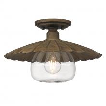 Golden 3124-FM DR-CLR - Clemence Flush Mount in Dark Rust with Clear Glass Shade