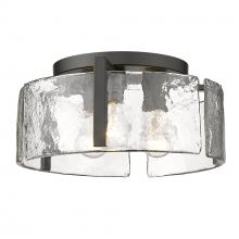 Golden 3164-FM BLK-HWG - Aenon Flush Mount in Matte Black with Hammered Water Glass