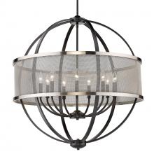 Golden 3167-9 BLK-PW - Colson BLK 9 Light Chandelier (with Pewter shade) in Matte Black