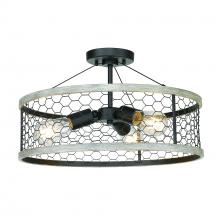 Golden 3171-3SF BLK-CW - Bailey 3-Light Semi-Flush in Matte Black