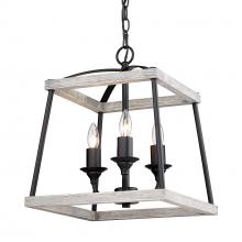 Golden 3184-3P NB-GH - Teagan 3-Light Pendant in Natural Black with Gray Harbor Accents
