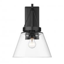 Golden 3189-WSC BLK-CLR - Penn 1 Light Wall Sconce in Matte Black with Clear Glass Shade
