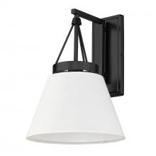 Golden 3189-WSC BLK-MWS - Penn 1 Light Wall Sconce in Matte Black with Modern White Shade