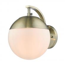 Golden 3218-1W AB-AB - Dixon Sconce in Aged Brass with Opal Glass and Aged Brass Cap
