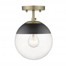 Golden 3219-SF AB-BLK - Dixon Semi-Flush in Aged Brass with Clear Glass and Black Cap