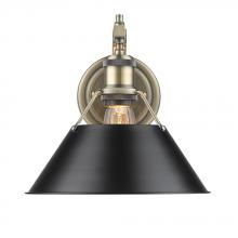 Golden 3306-1W AB-BLK - Orwell AB 1 Light Wall Sconce in Aged Brass with a Matte Black Shade