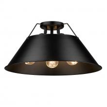 Golden 3306-3FM BLK-BLK - Orwell BLK 3 Light Flush Mount in Matte Black with Matte Black Shade