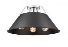 Golden 3306-3FM CH-BLK - Orwell 3-Light Flush Mount in Chrome with Matte Black