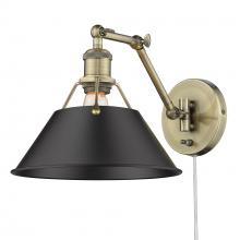 Golden 3306-A1W AB-BLK - Orwell AB Articulating 1 Light Wall Sconce with Matte Black Shade