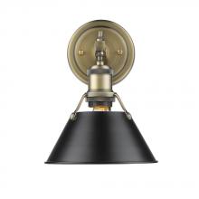 Golden 3306-BA1 AB-BLK - Orwell AB 1 Light Bath Vanity in Aged Brass with Matte Black Shade