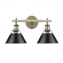 Golden 3306-BA2 AB-BLK - Orwell AB 2 Light Bath Vanity in Aged Brass with Matte Black Shade