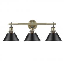 Golden 3306-BA3 AB-BLK - Orwell AB 3 Light Bath Vanity in Aged Brass with Matte Black Shade