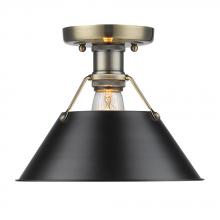 Golden 3306-FM AB-BLK - Orwell AB Flush Mount in Aged Brass with Matte Black Shade
