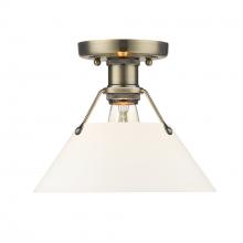 Golden 3306-FM AB-OP - Orwell 1-Light Flush Mount in Aged Brass with Opal Glass