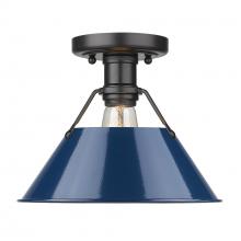 Golden 3306-FM BLK-NVY - Orwell BLK Flush Mount in Matte Black with Navy Blue Shade