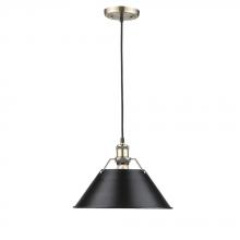 Golden 3306-L AB-BLK - Orwell AB 1 Light Pendant - 14" in Aged Brass with Matte Black Shade