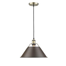 Golden 3306-L AB-RBZ - Orwell 14" Wide Large Pendant in Aged Brass with Rubbed Bronze