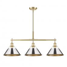Golden 3306-LP BCB-CH - Orwell 3-Light Linear Pendant in Brushed Champagne Bronze with Chrome