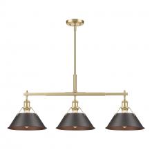 Golden 3306-LP BCB-RBZ - Orwell 3-Light Linear Pendant in Brushed Champagne Bronze with Rubbed Bronze
