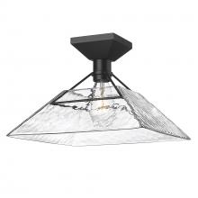 Golden 3308-SF BLK-WTG - Kepler Semi-Flush in Matte Black with Water Glass Shade