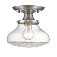Golden 3417-SF PW-CC - Asha Small Semi Flush in Pewter with Crushed Crystal Glass