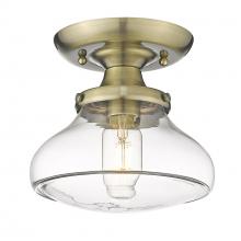Golden 3419-SF AB-CLR - Nash Semi-Flush in Aged Brass with Clear Glass