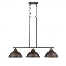 Golden 3602-3LP RBZ-RBZ - Duncan 3 Light Linear Pendant in Rubbed Bronze with Rubbed Bronze Shades